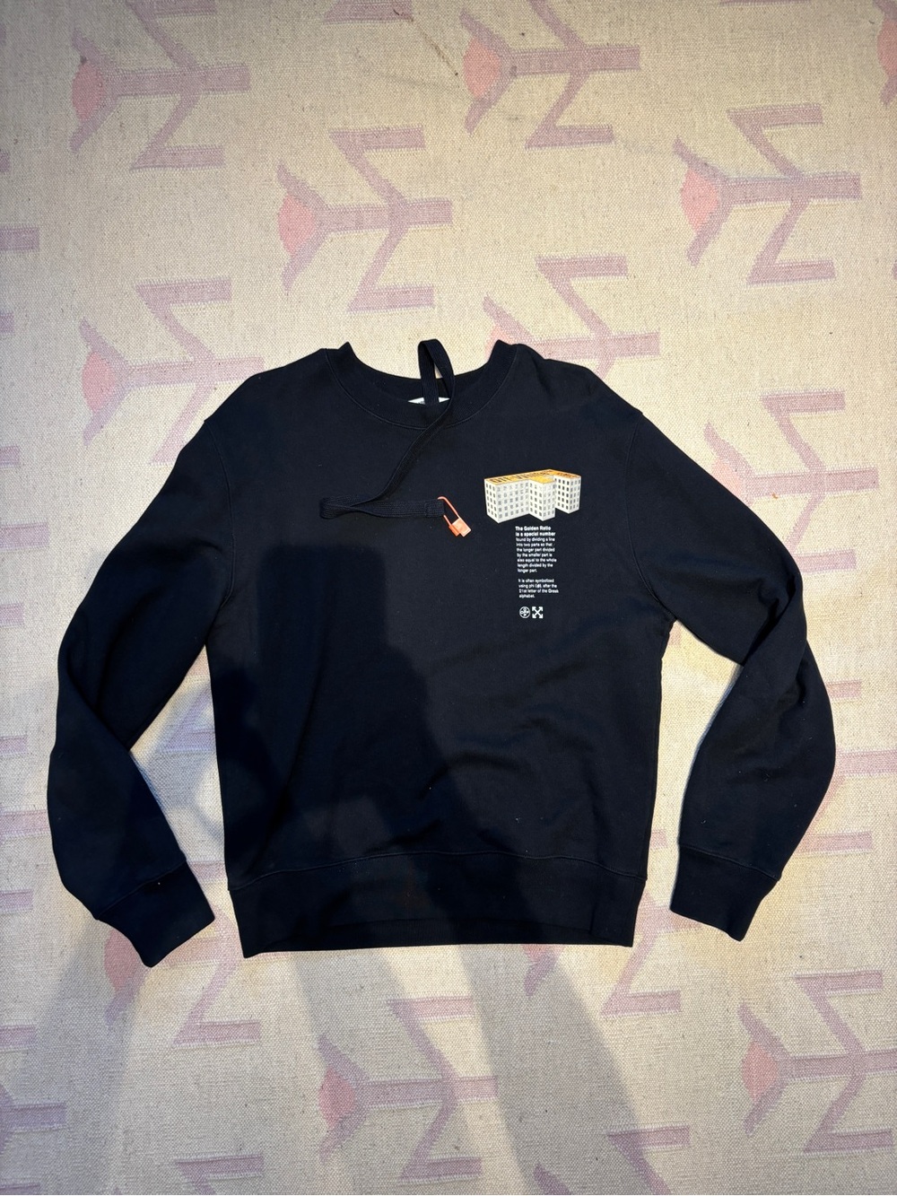 Off-White Black Crewneck Sweatshirt with Small Graphic